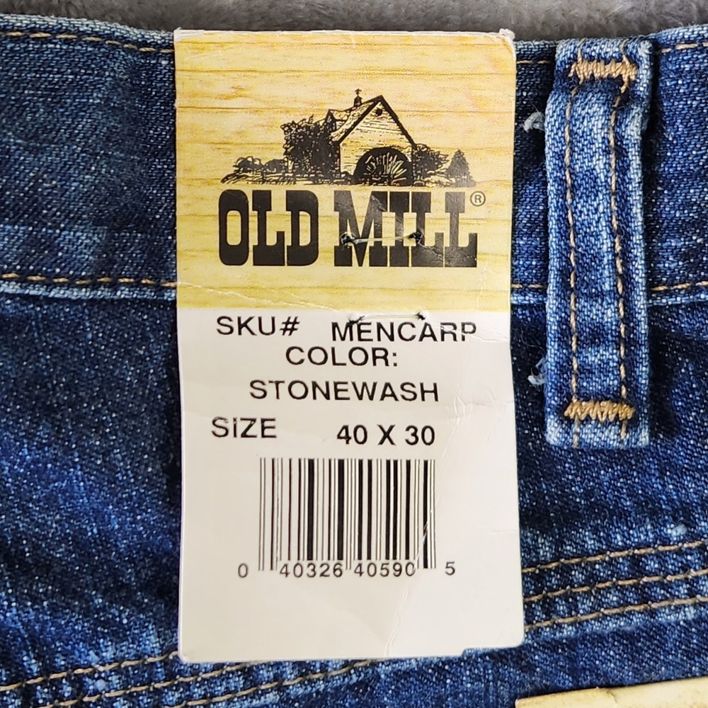 Old Mill Mens Stonewash Carpenter Jeans 40x30 Workwear Outdoors‎ Construction - Picture 4 of 8